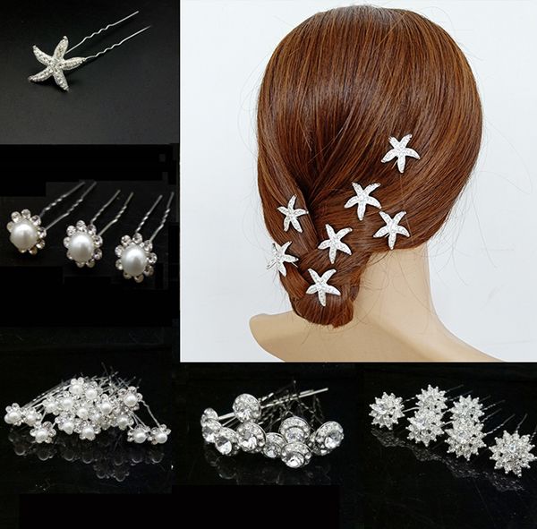 Rhinestones Pearl Hair Forks Pins Fascinators For Women