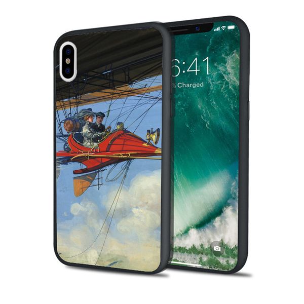 

capa vintage plane painting phone case for iphone 11 pro xs max xr 8 7 6s plus 5s se 5 case soft silicone cover