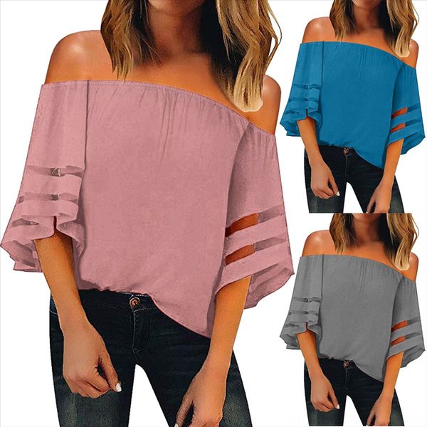 

2019 mesh stitching shoulder chiffon women's wear 2019 mesh stitching shoulder chiffon women's wear, White