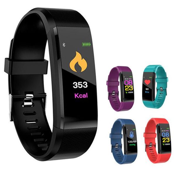 Plus Smart Bracciale Fitness Tracker Band Cardiofrequenzimetro Monitor per la pressione sanguigna Smart Wristband Per apple Color per iPhone Android