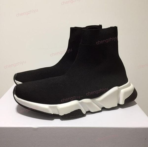 

2019 new paris speed trainers knit sock shoe original luxury designer mens womens sneakers high casual shoes with box, Black