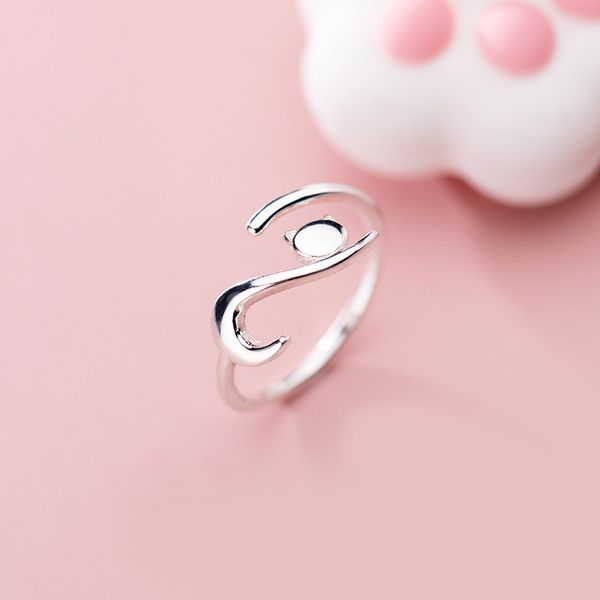 

mloveacc 100% 925 solid real sterling silver fashion sweet cute cat opening adjustable ring for women teen girl kid jewelry gift, Golden;silver