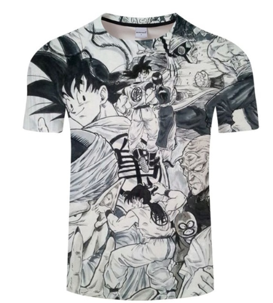 

anime dragon ball z goku saiyan t- shirt 3d print men/womens funny summer round collar short sleeve casual k800, White;black
