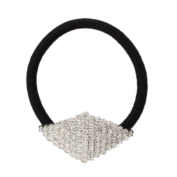 

silver plated diamond shape elastic band hair tie ponytail holder yoga hair bands