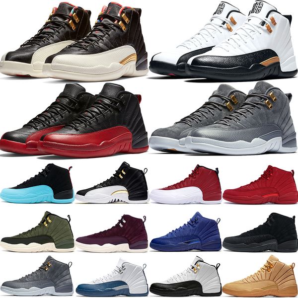 

12s 12 men basketball shoes cny 2020 ovo white flu game cny dark grey taxi playoff french blue mens trainer sneakers