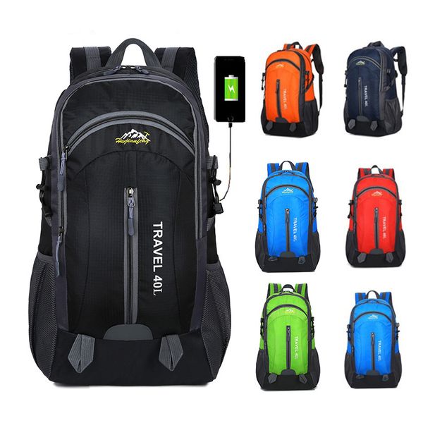 

40l waterproof backpack hiking bag cycling climbing backpack travel outdoor bags men women usb charge anti theft sports bag