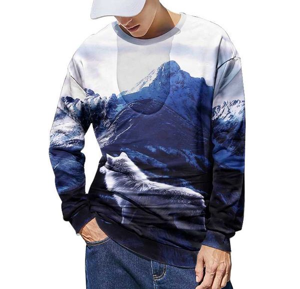 

coldker men 3d print hoodies casual wear man sweatshirts males pullovers round neck long sleeves clothing men, Black