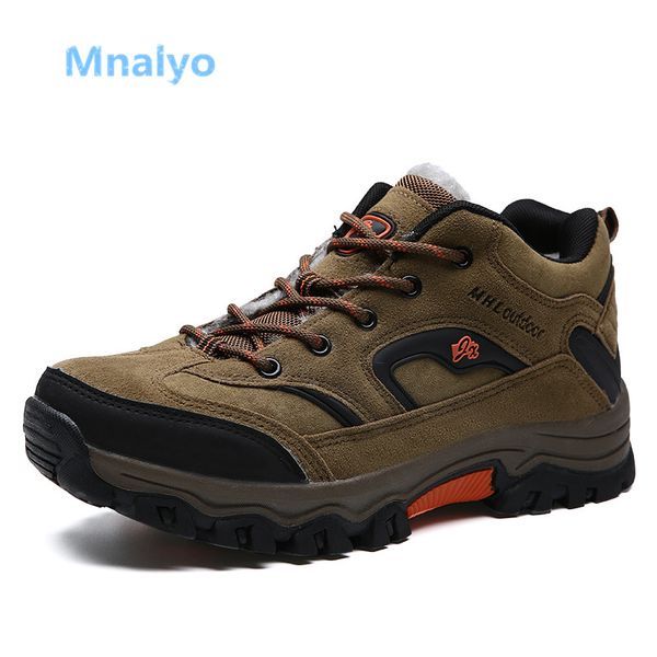 

mnalyo brand winter shoes men big size 36-47 super warm men's boots sneakers ankle warm plush snow boots for man footwear, Black