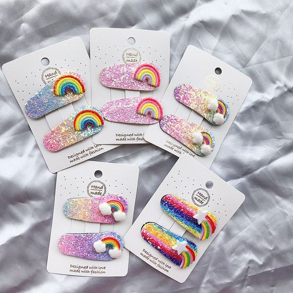 

20sets мода cute радуга gradient привязки клипы блеск звезда заколка шпилька принцесса деревообрабатывающий девочка аксессуары для волос, Slivery;white