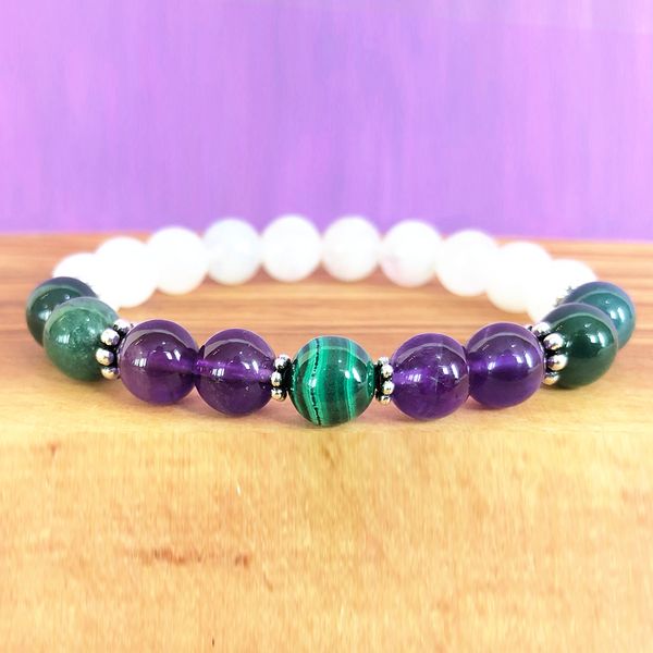 

wholesale 8mm azurite amethys t bracelet grade malachite bracelet new design white jades feminine energy wrist mala, Golden;silver