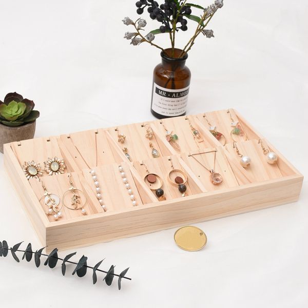 

[ddisplay]creative wooden pendant display tray nature jewelry storage holder personalized solid wood necklace organizer tray, Black