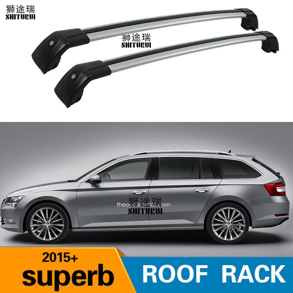 

shiturui 2 шт. крыша бары для skoda superb универсал 2017 + внедорожник алюминиевый сплав боковые бары поперечные рельсы багажник багажник б