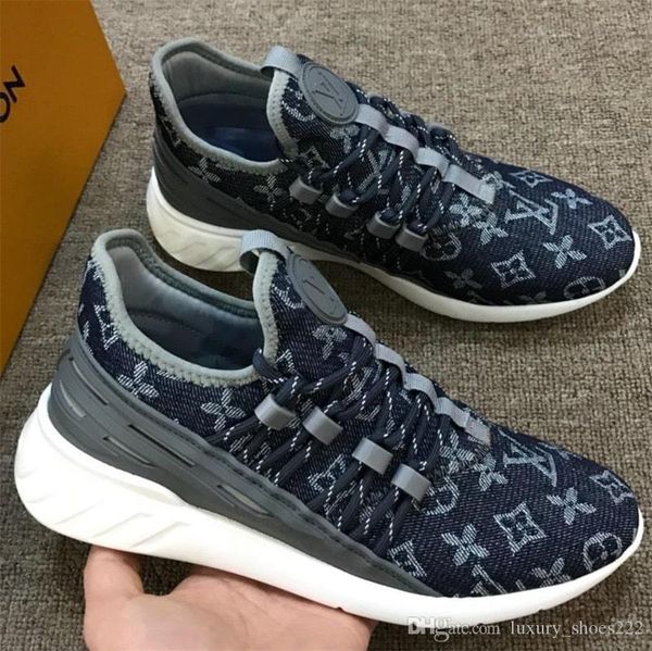

38-45 mens fastlane sneaker soft and light casual fashion flat shoes fashion designer canvas sneakers denim monogram shoe with box size 38-4