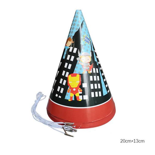 

6 pcs iron man party hats kids birthday party decorations paper hats baby shower supplies