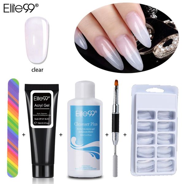 

elite99 poly gel kits french nail art clear camouflage color nail tip form crystal uv gel polygel brush quick building, Red;pink
