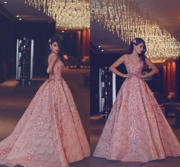 

2019 элегантные длинные вечерние платья v-образным вырезом румяна розовый кружева аппликация женщины вечернее платье саудовская аравия пром, Black;red