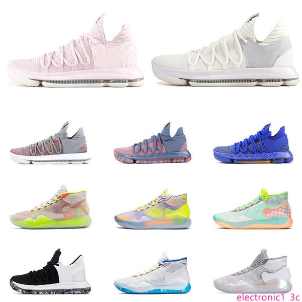 

2019 новый kd 10 12 мужчин обувь для баскетбола черный белый финал тетя перл еюбл 90с kid multi color все тренажёры спорт sneaker size7-12, Black;green