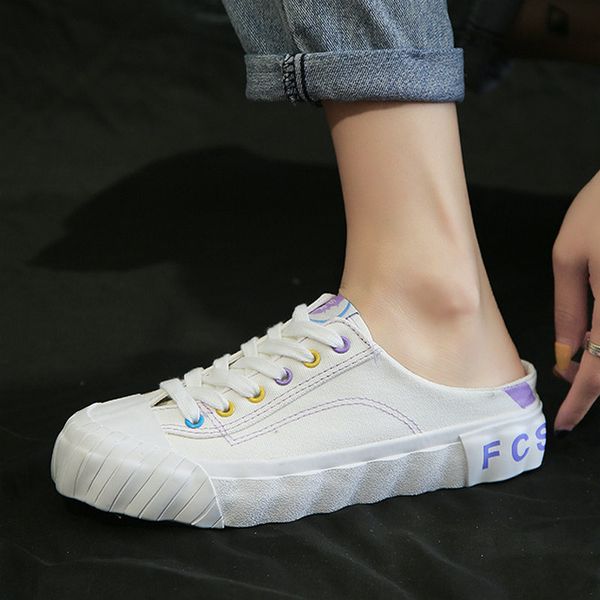 

size 35-51 nice new summer women canvas slippers flat heels ins popular shoes woman young girls sneakers style flip flops, Black