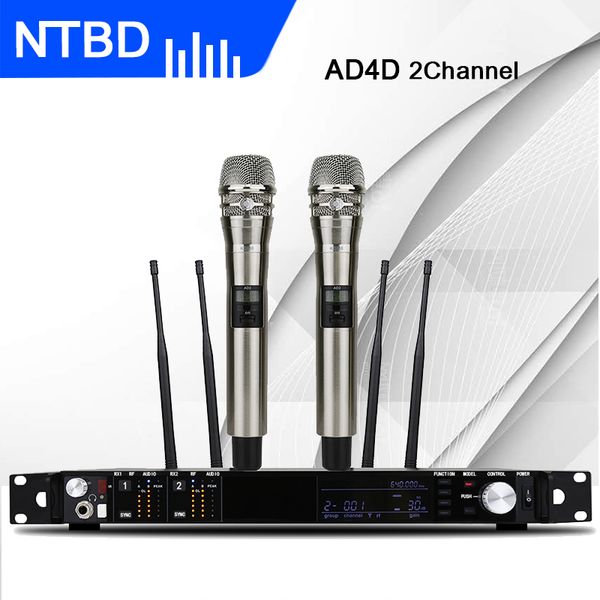 

home performance ntbd ktv stage sing speak ad4d uhf professional dual wireless microphone true diversity dynamic high quality