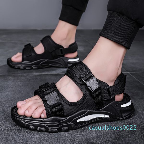 

new men's sandals fashion buckle dual-use beach shoes light and comfortable non-slip casual walking shoes male c22, Black