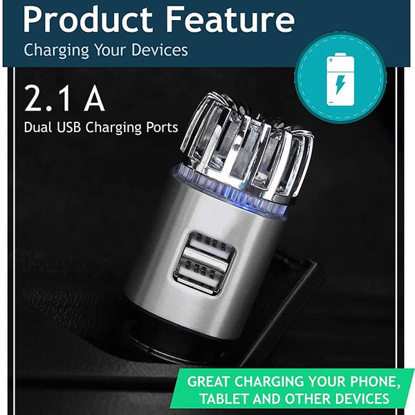 

car air purifier negative ion air freshener eliminate odor dust with dual usb charger 5v 2a car styling