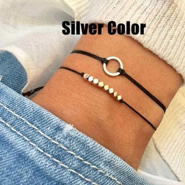 

lismlism charms bracelets women geometric tassel bracelet girl european rose gold color fashion jewelry bohemia alloy armband, Golden;silver