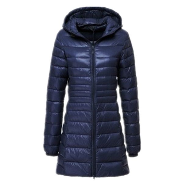 

new brand ladies long winter warm coat women ultra light 90% white duck down jacket women's hooded parka female jackets 6xl, Black