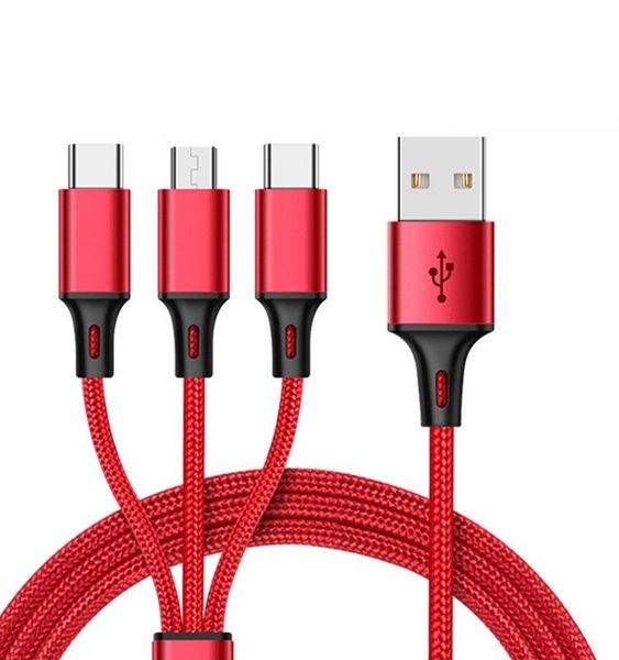 

Многофункциональный USB зарядное устройство кабель 3 в 1 зарядный шнур нейлоновая оплетка Тип C V8 микро адаптер для смартфона Samsung S7 S10 Huawei P телефон