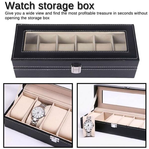 

кожаное волокно коробка для часов хранения ювелирных изделий организатор для серьги кольца браслет дисплей держатель чехол шкатулки для драг, Black;blue