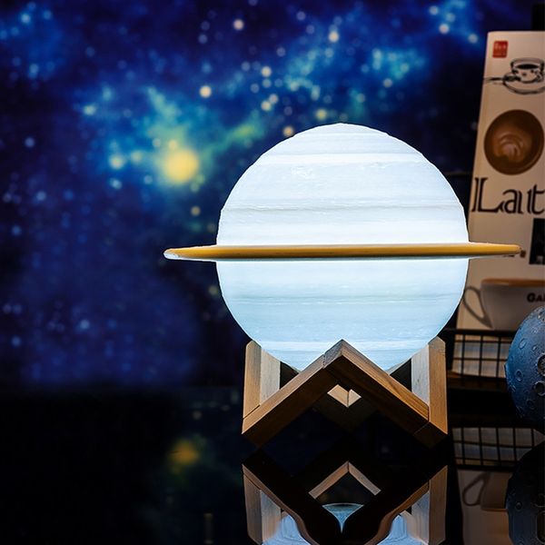 

carprie colorful led 3d print saturn lamp saturn night light lamp with stand/remote creative gift night light e atmosphere lamp