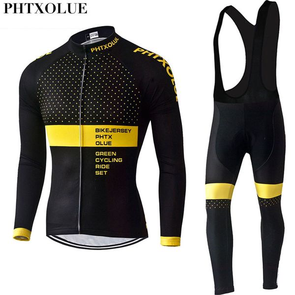 

phtxolue 2020 cycling set men cycling clothing bike clothing breathable anti-uv bicycle wear long sleeve jersey sets kit, Black;blue