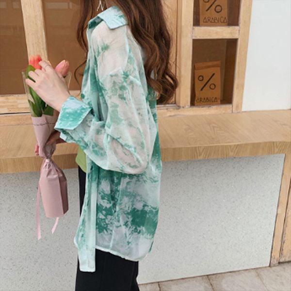 

2019 autumn coat chiffon shirt women's long sleeve scheming loose sunscreen shirt coat fashionable, White