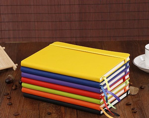 

classic notebook hardcover notebook a5 costom design college ruled pu leather with pocket elastic closure banded 13.8*20.7/100sheets, Purple;pink