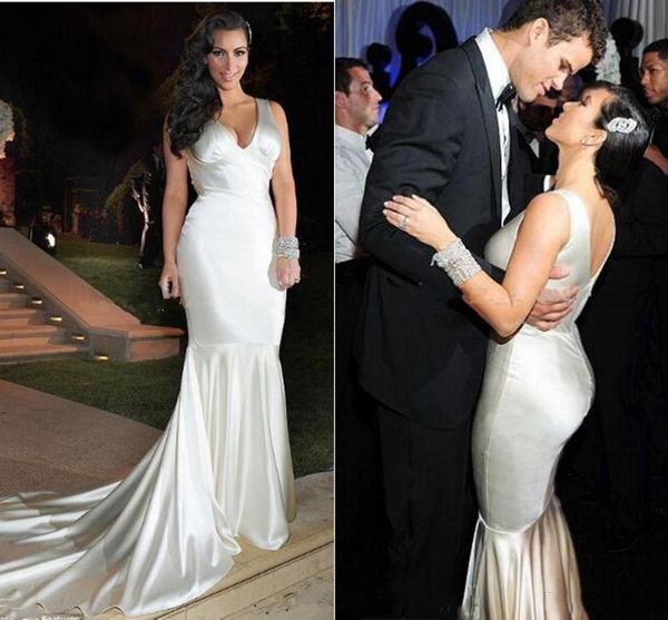 Kim Kardashian Sexy Formal Mermaid Evening Dresses Court Train