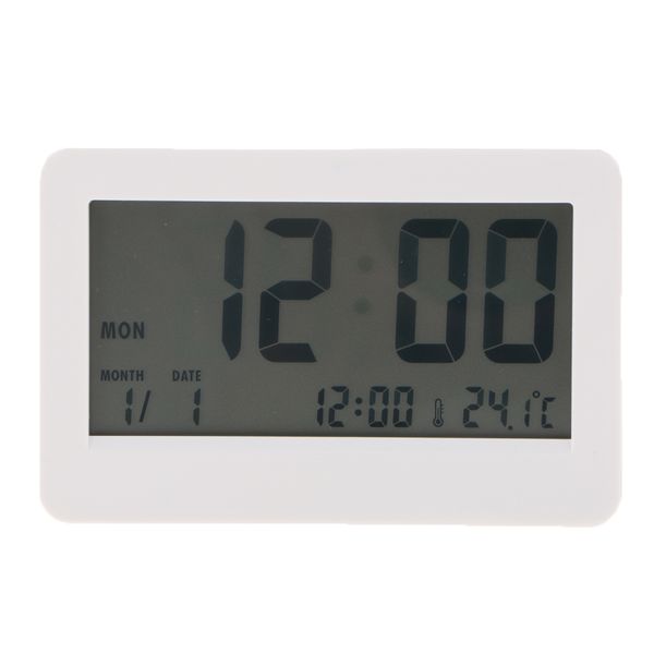 

large digital lcd calender alarm clock temperature snooze table clock