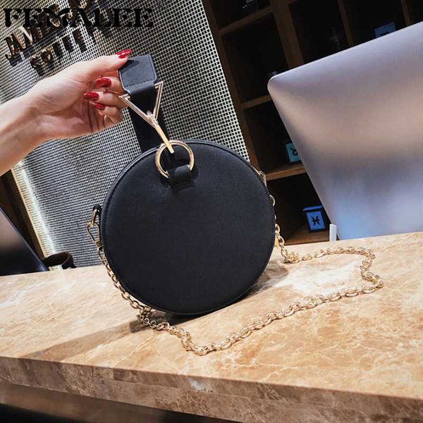 

scrub leather women fashion designer purse and handbag circle mini luxury chains lady travel shoulder bags round crossbody bag