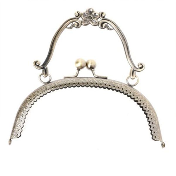 

16.5cm vintage style metal frame kiss clasp lock handle arch replace purse frame for diy manual purse bag diy crafts accessories, Black