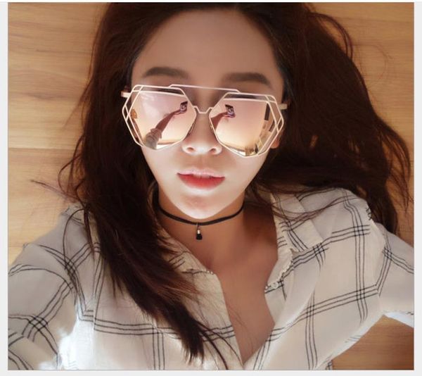 

полые солнцезащитные очки женские металлические солнцезащитные очки, White;black