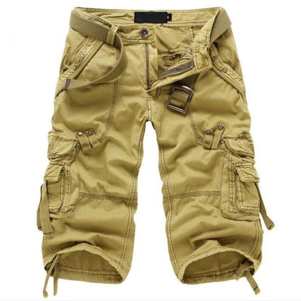 

летом грузовые шорты мужчин хлопка свободного покроя короткая брюки марка одежда шорты теленок-длина брюки, Black