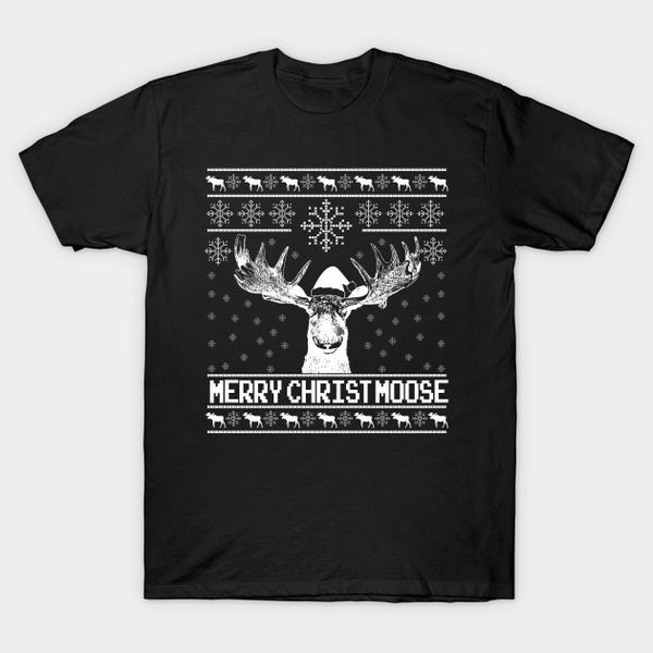 

christmas gifts humor animal diy tee short sleeve cotton t-shirt women and men, White;black