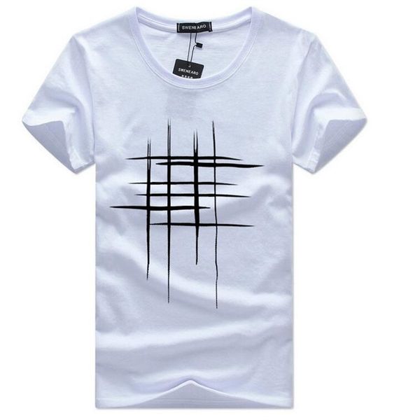 

2019 men's t-shirt simple creative design line cross print cotton t shirt men new arrival summer style short sleeve men t-shirt, White;black