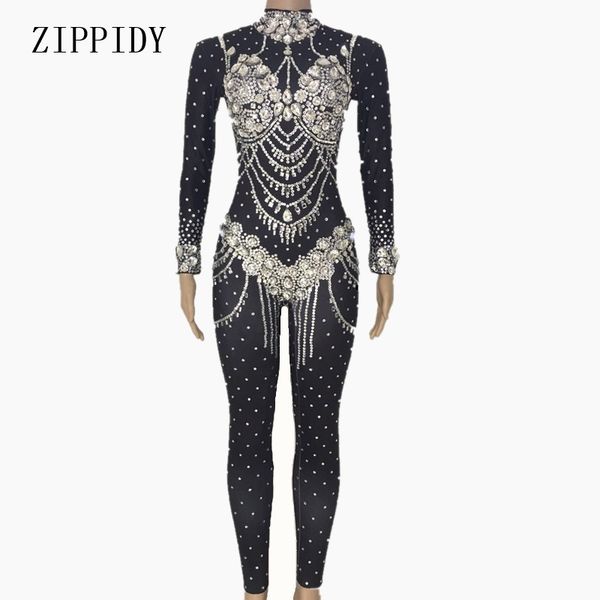 

shining crystals black jumpsuit women's evening wear celebrate bodysuit bright rhinestones costume female singer birthday outfit, Black;red