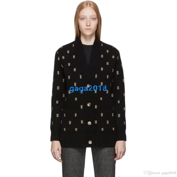 

high end женщины девушки вязать свитер куртка на всем протяжении блокирующее письмо кардиган v-образным вырезом с длинным рукавом кофты трик, White;black