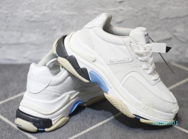 

2020 autumn winter running shoes 17fw triple-s leather and mesh thick soled shock absorption sports sneakers l01