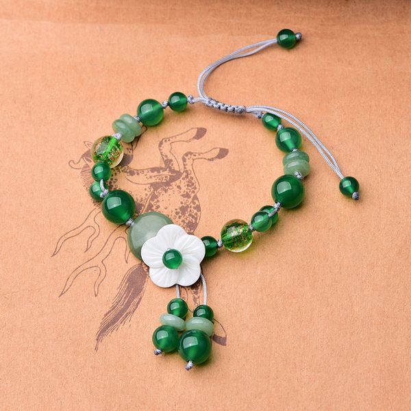 

classical exquisite green onyx beads bracelet jewelry all-matching temperamental comfortable coloured glaze pendant bracelet, Golden;silver