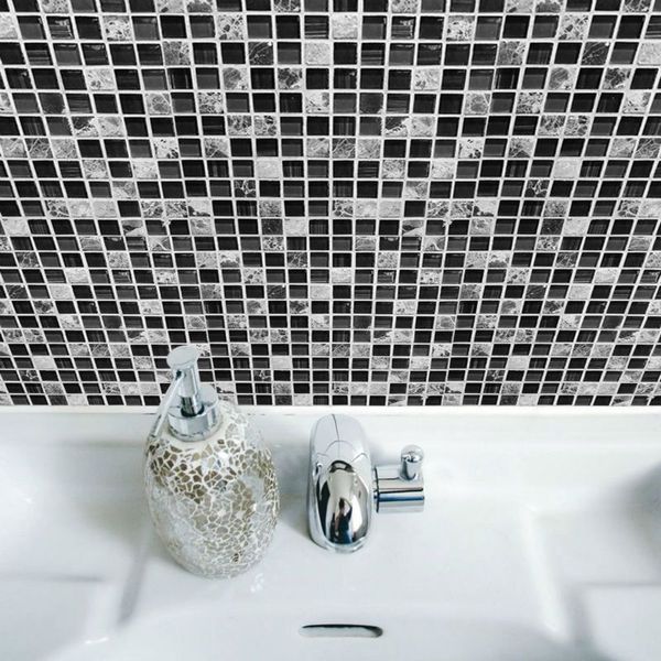 

новый 20 * 20 см черный квадрат мозаика самоклеющиеся метро плитка backsplash 3d мозаика стикер стены наклейка diy кухня ванная комната home