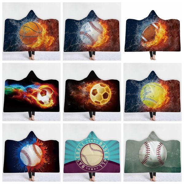 

hooded blanket sports wearable fleece blankets 3d printed throw blanket basketball baseball socceball printed 12 designs optional lyw1620