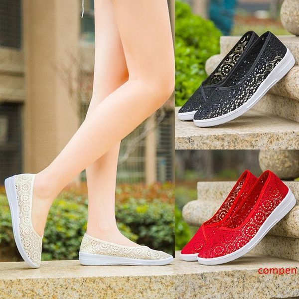 

2019 new summer women s mesh flat shoes slip-on cotton casual shoes for woman lace sneakers breathable loafers soft shoes