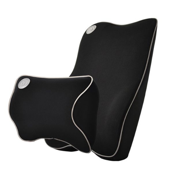 

2pcs/set support back lumbar cushion gift headrest zipper home memory foam accessories solid car driving office relieve