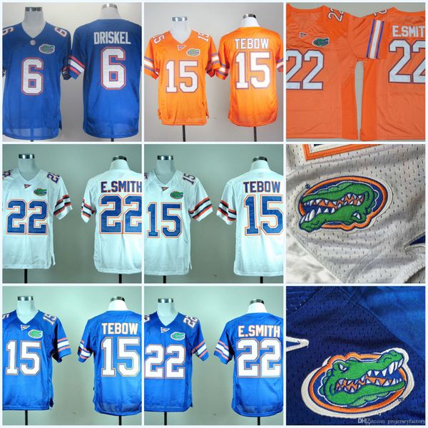 

Florida Gators 15 Tim Tebow 22 E.Smith Jeff Driskel 6 Royal NCAA College Football Jersey White Orange Blue Double Stitched Name & Number